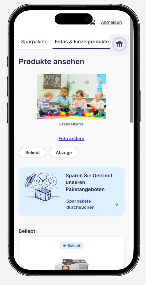 Beispielansicht eines Gruppenfotos im Shop