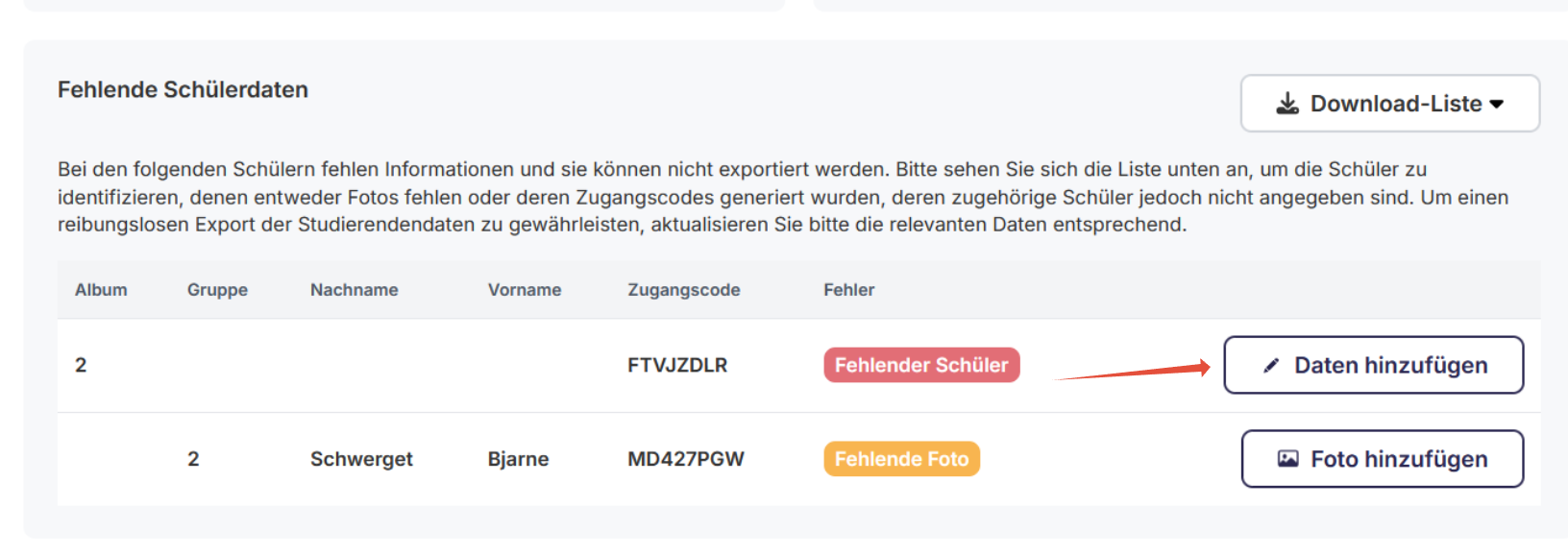 Button Daten hinzufügen
