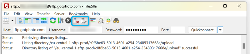 Neuverbindung mit dem Server in FileZilla