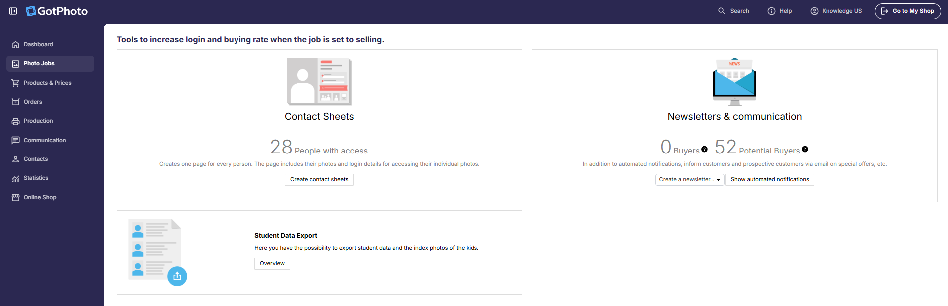 Create contact sheets button in GotPhoto